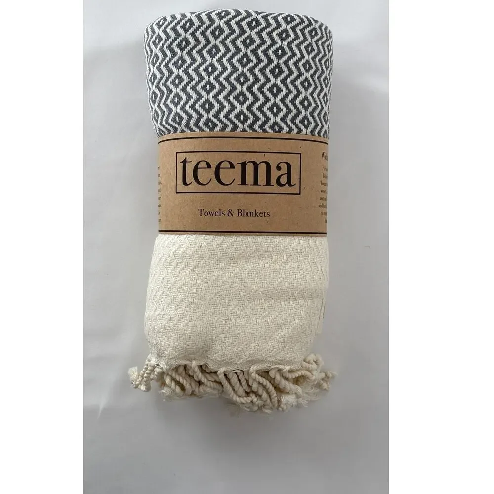Teema Grey Zion Organic Cotton Turkish Towel Bath Sheet Blanket 70